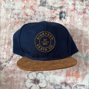 Binky Bro Blue and Brown Baseball Hat with Embroidered Patch